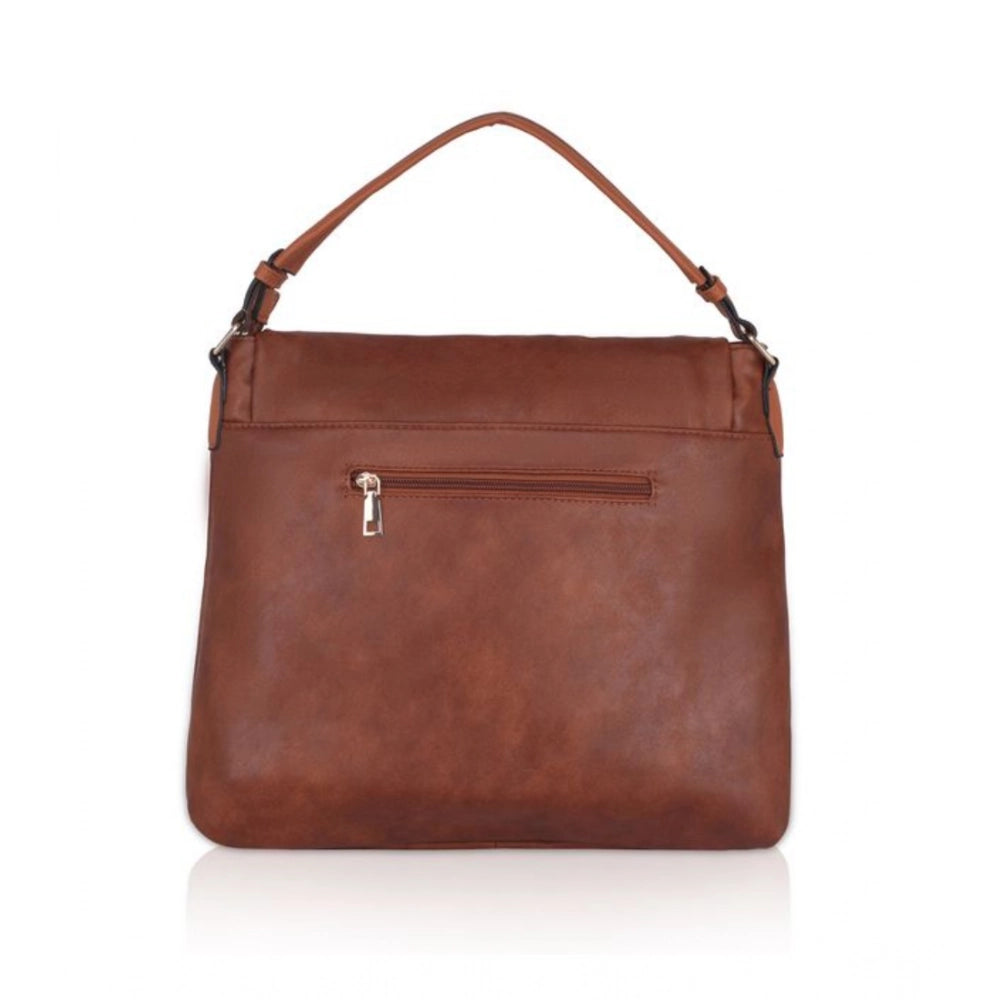 Generic Women's Faux Leather Solid Sling Bag (Brown)