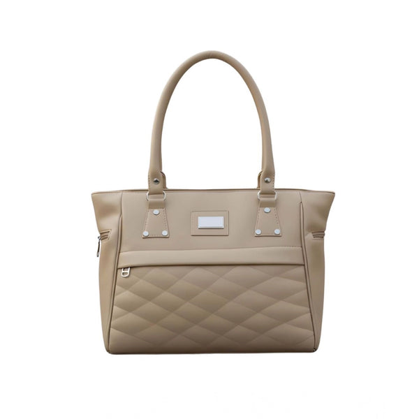 Generic Women's PU Leather Solid Shoulder Zipper Handbag (Beige)