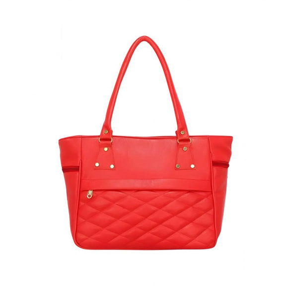 Generic Women's PU Leather Solid Shoulder Zipper Handbag (Red)